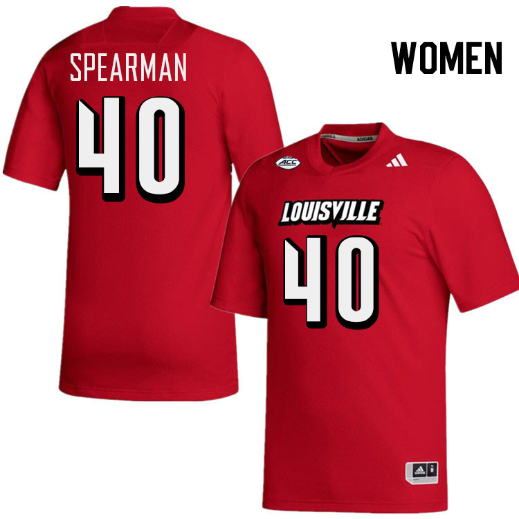 Women #40 Jaiden Spearman Louisville Cardinals College Football Jerseys Stitched-Red